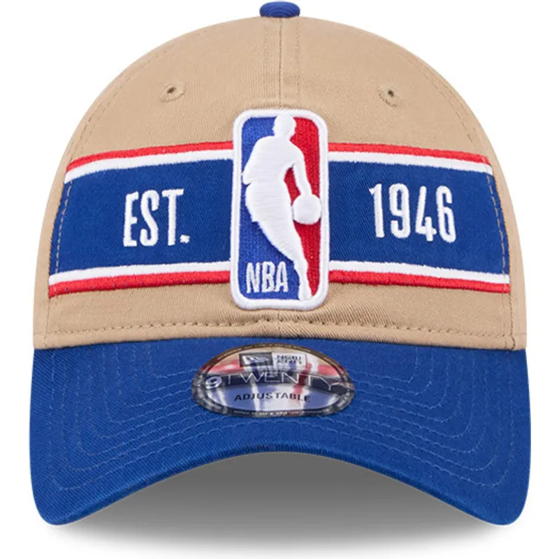 brun-og-bla-justerbar-9twenty-draft-2024-nba-kasket-fra-new-era