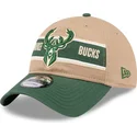 casquette-courbee-marron-et-verte-ajustable-9twenty-draft-2024-milwaukee-bucks-nba-new-era