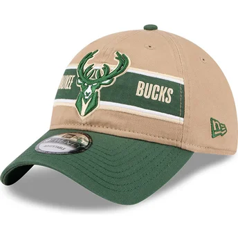 Casquette courbée marron et verte ajustable 9TWENTY Draft 2024 Milwaukee Bucks NBA New Era