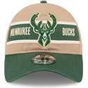 cappellino-curvo-marrone-e-verde-regolabile-9twenty-draft-2024-di-milwaukee-bucks-nba-di-new-era