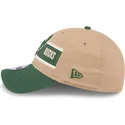 casquette-courbee-marron-et-verte-ajustable-9twenty-draft-2024-milwaukee-bucks-nba-new-era