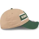 casquette-courbee-marron-et-verte-ajustable-9twenty-draft-2024-milwaukee-bucks-nba-new-era