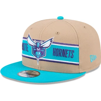 Casquette plate marron et bleue snapback 9FIFTY Draft 2024 Charlotte Hornets NBA New Era