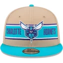 casquette-plate-marron-et-bleue-snapback-9fifty-draft-2024-charlotte-hornets-nba-new-era