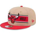 casquette-plate-marron-et-rouge-snapback-9fifty-draft-2024-chicago-bulls-nba-new-era