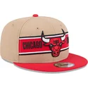 casquette-plate-marron-et-rouge-snapback-9fifty-draft-2024-chicago-bulls-nba-new-era