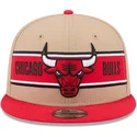 casquette-plate-marron-et-rouge-snapback-9fifty-draft-2024-chicago-bulls-nba-new-era