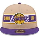 casquette-plate-marron-et-violette-snapback-9fifty-draft-2024-los-angeles-lakers-nba-new-era