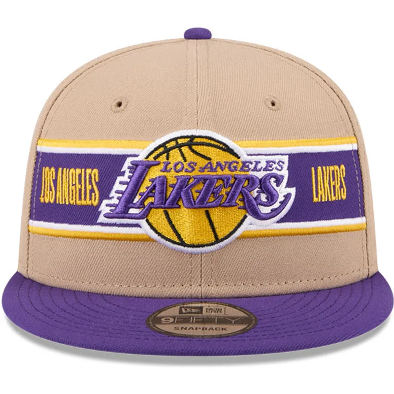 brazowa-i-fioletowa-czapka-z-daszkiem-snapback-9fifty-draft-2024-los-angeles-lakers-nba-new-era