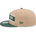 casquette-plate-marron-et-verte-snapback-9fifty-draft-2024-milwaukee-bucks-nba-new-era