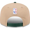 casquette-plate-marron-et-verte-snapback-9fifty-draft-2024-milwaukee-bucks-nba-new-era