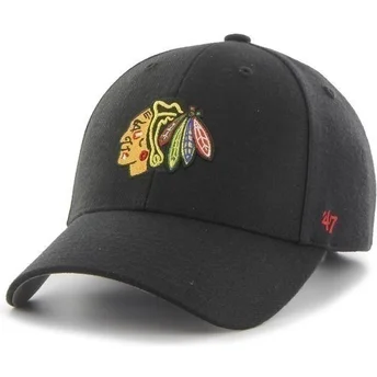 cappellino-visiera-curva-nero-di-chicago-blackhawks-nhl-di-47-brand