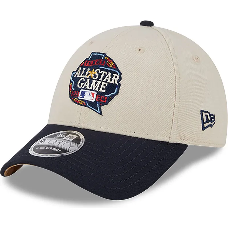 beige-und-marineblaue-gebogene-kappe-snapback-all-star-game-9forty-stretch-snap-fan-pack-von-mlb-von-new-era