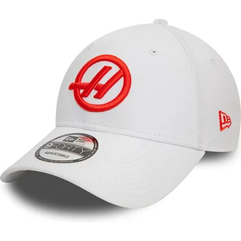 Weiße gebogene Snapback-Kappe 9FORTY von Haas F1 Team Formula 1 von New Era