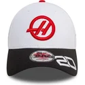 hvid-og-sort-buet-kasket-snapback-kevin-magnussen-9forty-fra-haas-f1-team-formula-1-fra-new-era