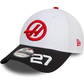 Casquette courbée blanche et noire snapback Nico Hulkenberg 9FORTY Haas F1 Team Formula 1 New Era