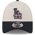 casquette-courbee-beige-et-bleue-marine-snapback-9forty-stretch-snap-4th-of-july-los-angeles-dodgers-mlb-new-era