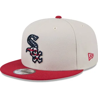 New Era Flat Brim 9FIFTY 4th of July Chicago White Sox MLB Beige and Red Snapback Cap