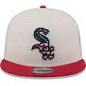 casquette-plate-beige-et-rouge-snapback-9fifty-4th-of-july-chicago-white-sox-mlb-new-era