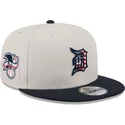 casquette-plate-beige-et-bleue-marine-snapback-9fifty-4th-of-july-detroit-tigers-mlb-new-era