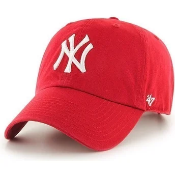 Wyginięta czapka czerwona New York Yankees MLB Clean Up 47 Brand