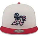 casquette-plate-beige-et-rouge-snapback-9fifty-4th-of-july-oakland-athletics-mlb-new-era