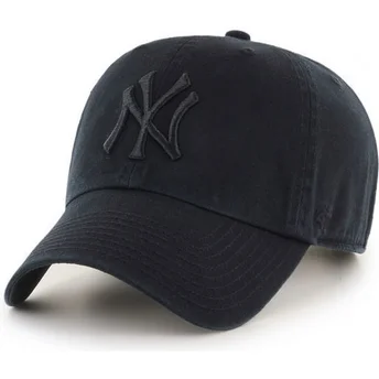 cappellino-visiera-curva-nero-scuro-con-logo-nero-di-new-york-yankees-mlb-clean-up-di-47-brand