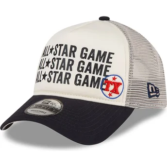 Casquette trucker beige et bleue marine A Frame All Star Game Texas Rangers MLB New Era