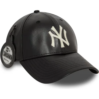 Gorra curva negra ajustable 9FORTY Leather de New York Yankees MLB de New Era