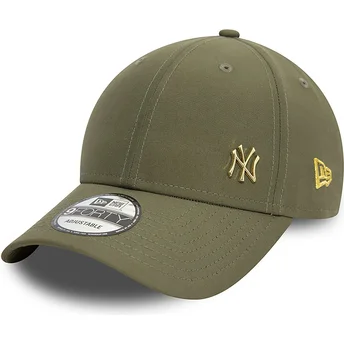 Gorra curva verde ajustable con logo dorado 9FORTY Flawless de New York Yankees MLB de New Era