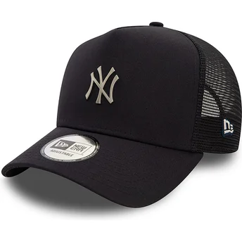 New Era A Frame Metallic New York Yankees MLB Navy Blue Trucker Hat