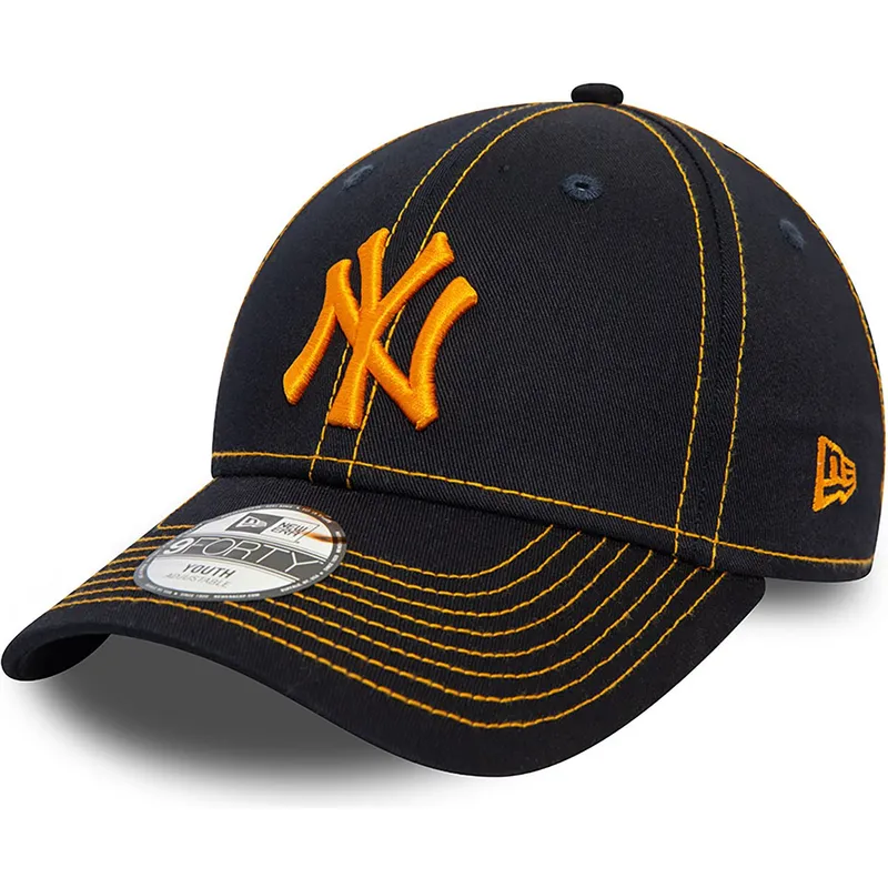 petten-gebogen-marineblauw-verstelbare-band-voor-kinderen-9forty-stitch-van-new-york-yankees-mlb-van-new-era