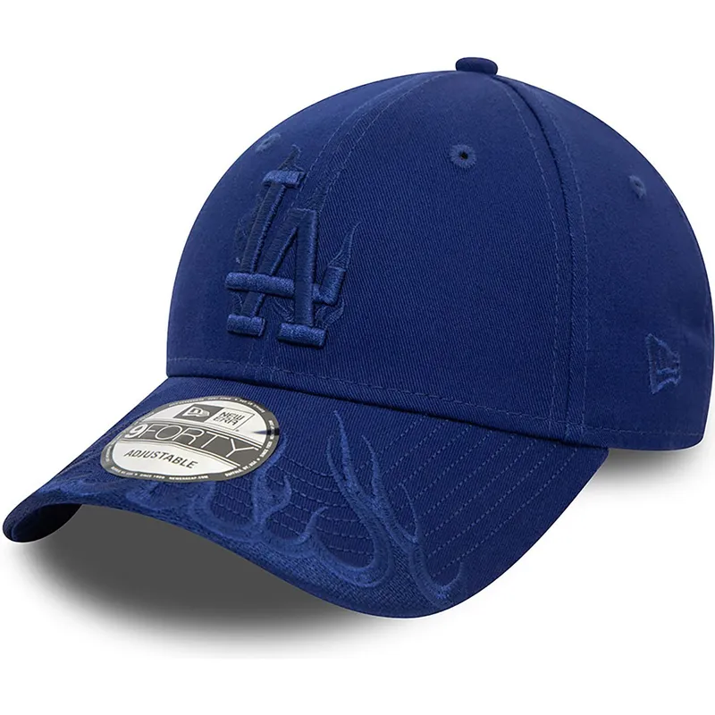 petten-gebogen-blauw-verstelbaar-9forty-flame-van-los-angeles-dodgers-mlb-van-new-era