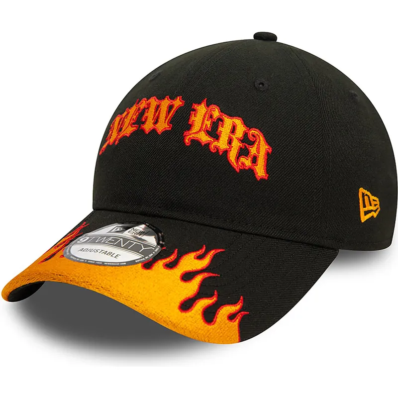 New Era Curved Brim 9TWENTY Race Flame Black and Orange Adjustable