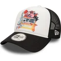 new-era-bugs-bunny-and-his-friends-a-frame-looney-tunes-white-and-black-trucker-hat