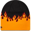 bonnet-noir-et-orange-skull-knit-flame-new-era