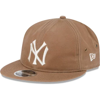 Casquette plate marron ajustable 9FIFTY Waxed Canvas New York Yankees MLB New Era