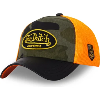 Von Dutch VINT08 snapback med böjd skärm i kamouflage och orange