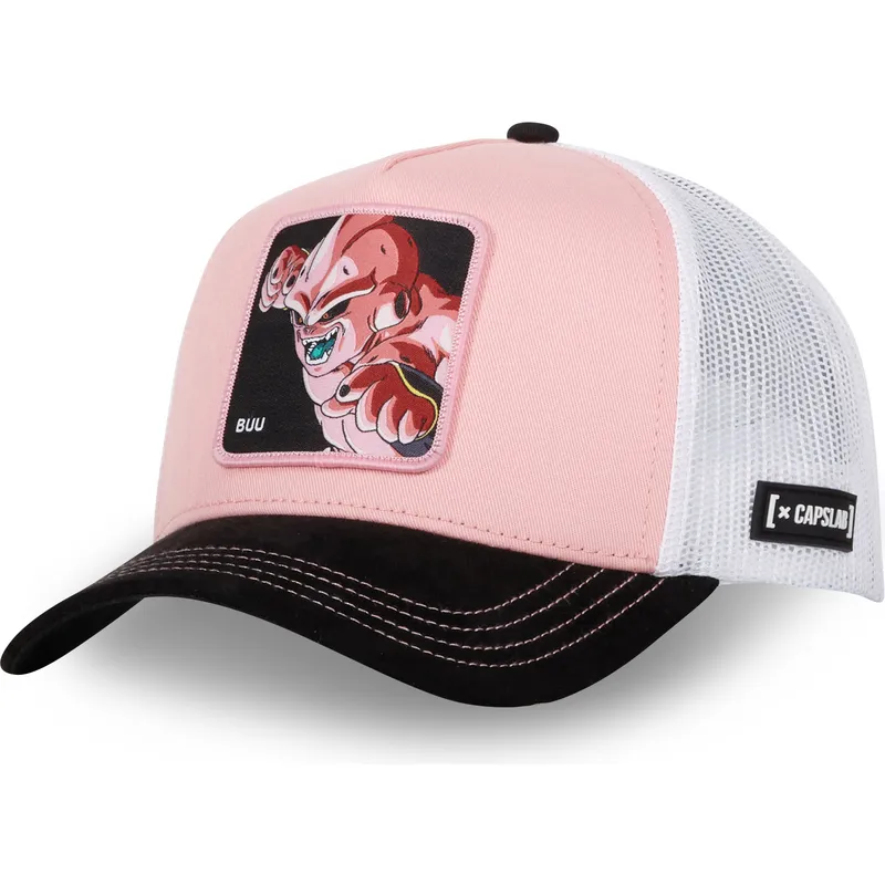 lyserod-hvid-og-sort-trucker-kasket-kid-buu-dbz8-buu-dragon-ball-fra-capslab