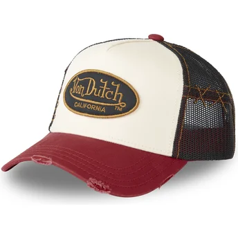 Von Dutch GRRE beige, schwarze und rote Trucker-Kappe