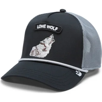 Petten gebogen zwart snapback GB2 Lone Wolf The Rocker The Farm van Goorin Bros.
