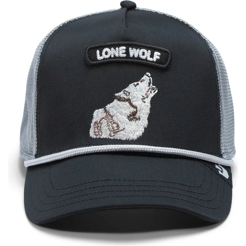 trucker-kasket-sort-og-ulvegra-gb2-lone-wolf-the-rocker-the-farm-fra-goorin-bros