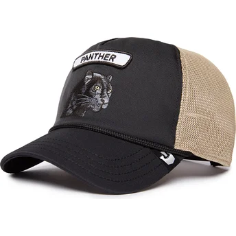 Goorin Bros Svart och Beige Panther GB2 Svart Panther The Rocker The Farm Trucker Keps.