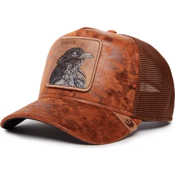 gorra-trucker-marron-cuervo-danger-crow-the-farm-de-goorin-bros