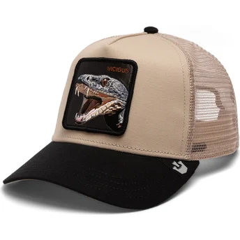 Goorin Bros. The Vicious Snake Eco Brutalism The Farm Beige and Black Trucker Hat