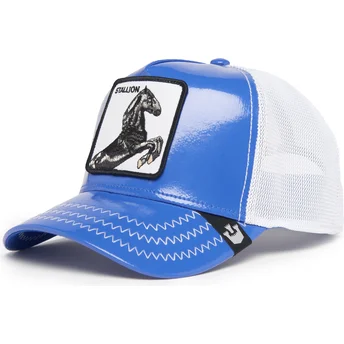 Petten gebogen blauw snapback caballo Stallion Horsepower Puff Patent The Farm The Farm van Goorin Bros.