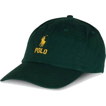 Grön justerbar kurvad keps med gult Classic Sport-logotyp från Polo Ralph Lauren