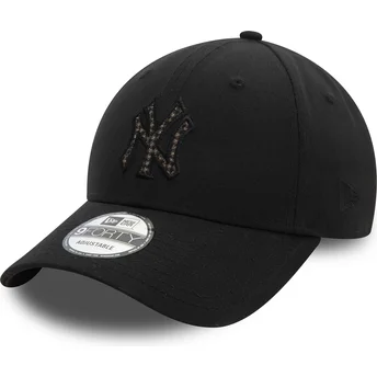 Gorra curva negra ajustable 9FORTY Check Infill de New York Yankees MLB de New Era