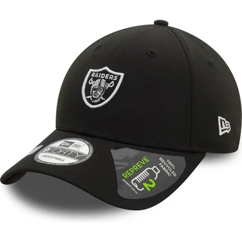 Gorra curva negra ajustable 9FORTY REPREVE Mini Logo de Las Vegas Raiders NFL de New Era