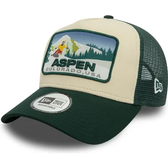 Casquette trucker verte A Frame Ski Patch Aspen Villes et plages New Era